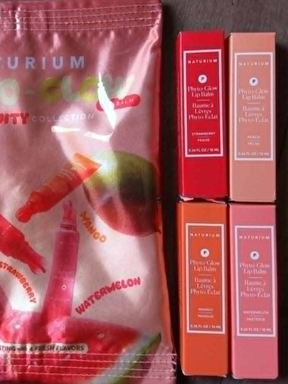BRAND NEW Naturium Set of Phyto-Glow Lip Balms 4 flavors plus unique pouch